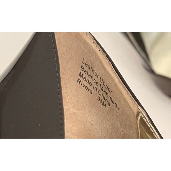 ALFANI Colorblock Brown Tan Leather Peep-Toe Heels Platform Pumps Size 9.5 M - Picture 9 of 9